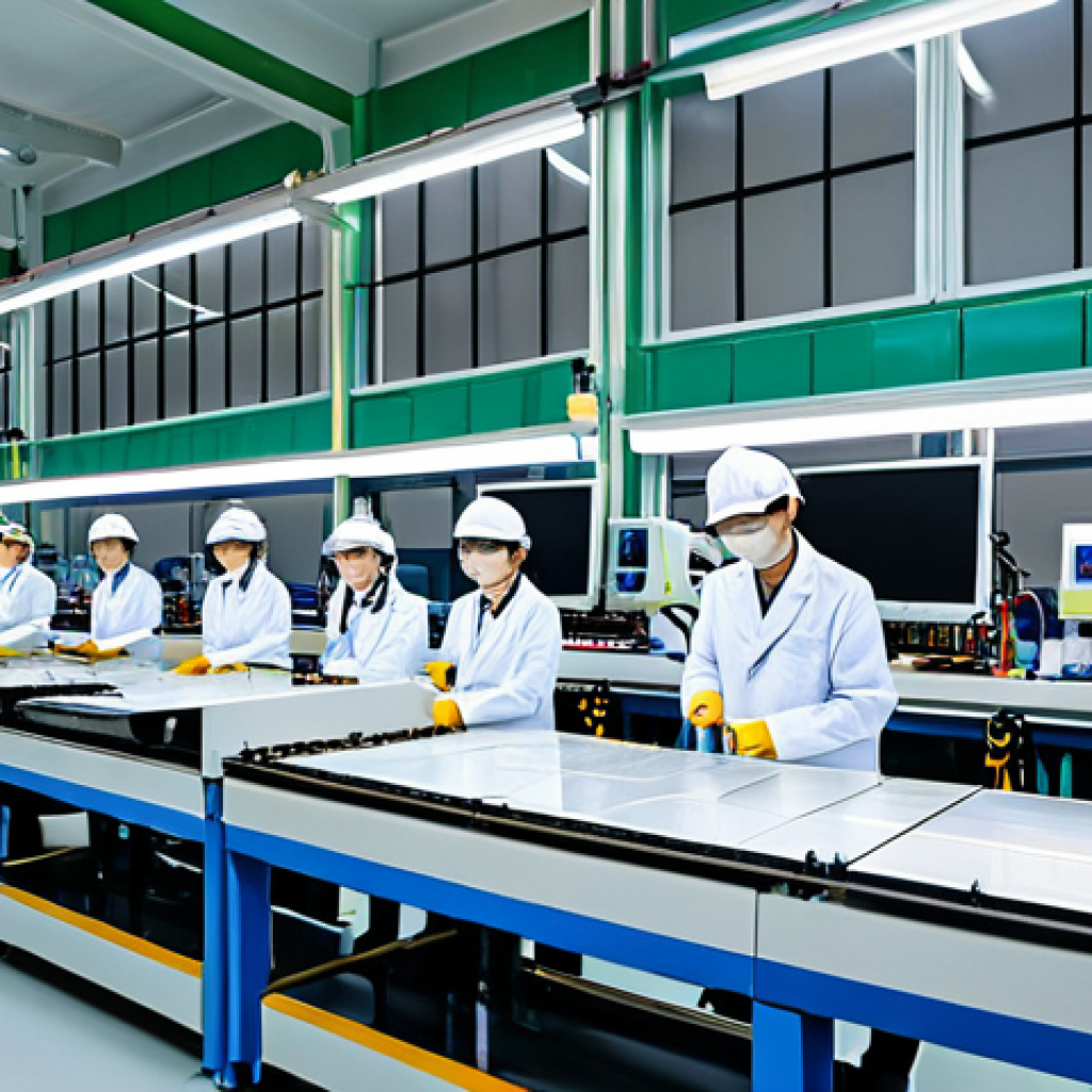 Technology Investment & Thai Industry**

"A modern Thai factory floor, showcasing advanced manufacturing robots assembling circuit boards, fully clothed engineers in lab coats monitoring the process, sunlight streaming through large windows, depicting Thailand's investment in technology and industry, appropriate attire, safe for work, perfect anatomy, natural proportions, professional, high quality."

**