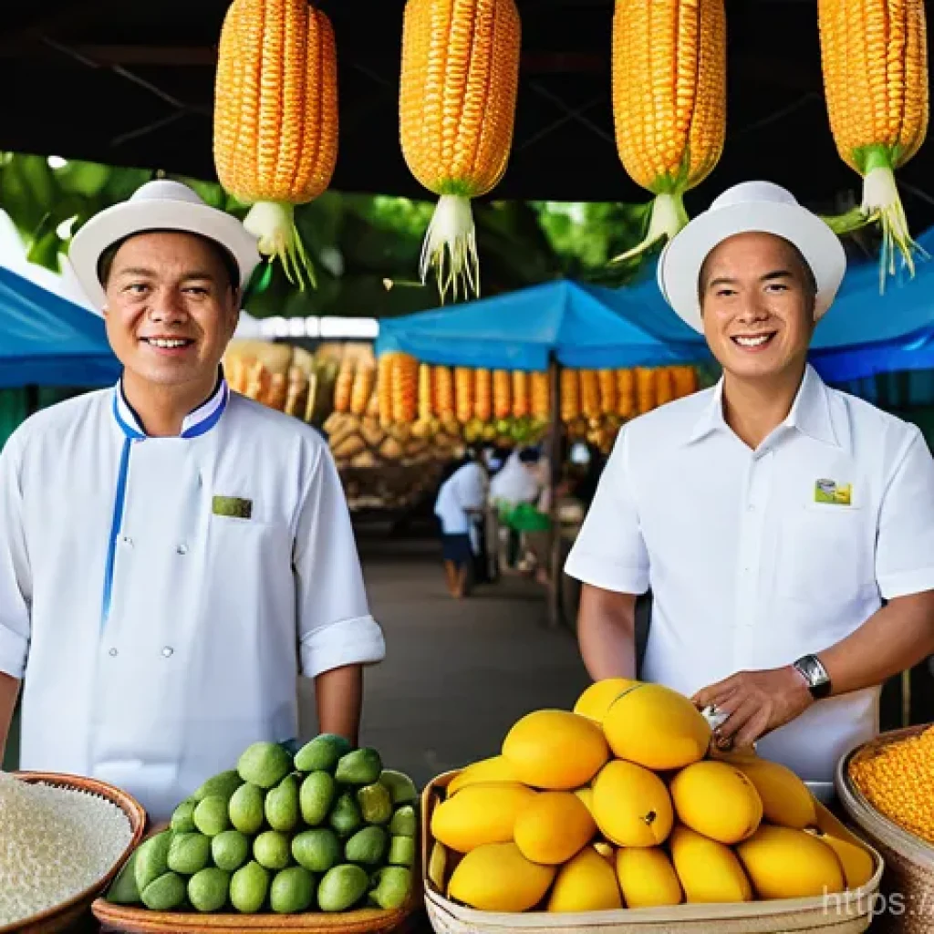 국제무역이론 및 사례 - **Prompt:** A vibrant and bustling Thai market scene showcasing the richness of "Made in Thailand" a...