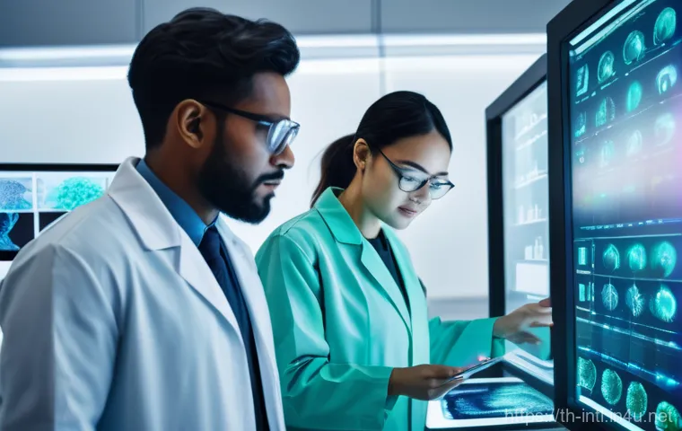 국제 공동 연구 프로젝트 사례 - **AI in Global Medical Research Collaboration**
    "A vibrant, high-definition image of five divers...
