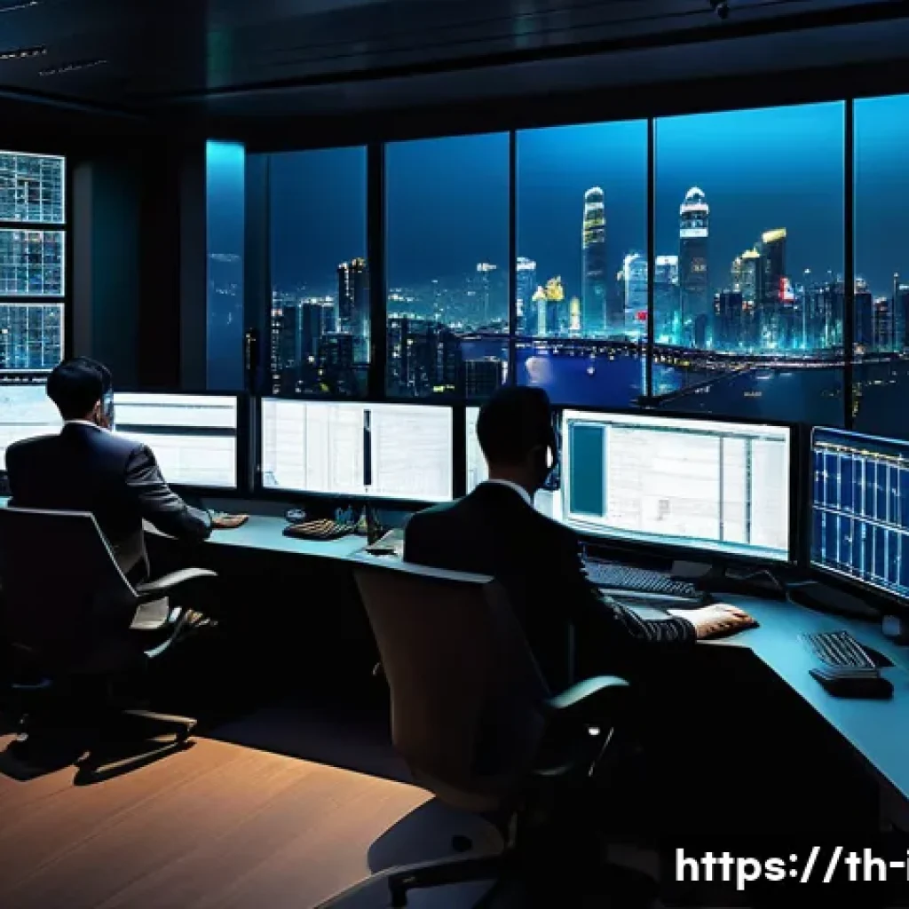 국제 범죄 조직과 대응책 - A sophisticated and flexible international crime syndicate headquarters scene, featuring a high-tech...